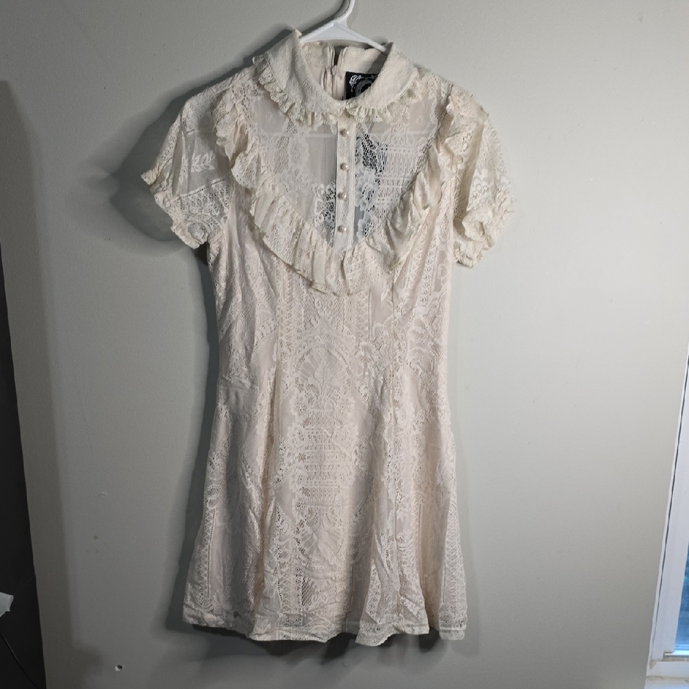 Killstar Shes Laced Lace Ivory Dress Medium